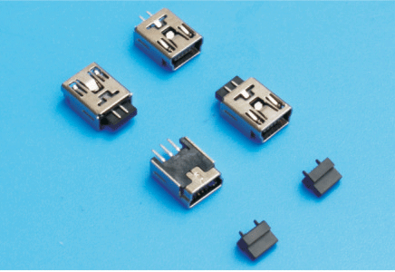 MINI USB 5P母B型焊線式加后塞